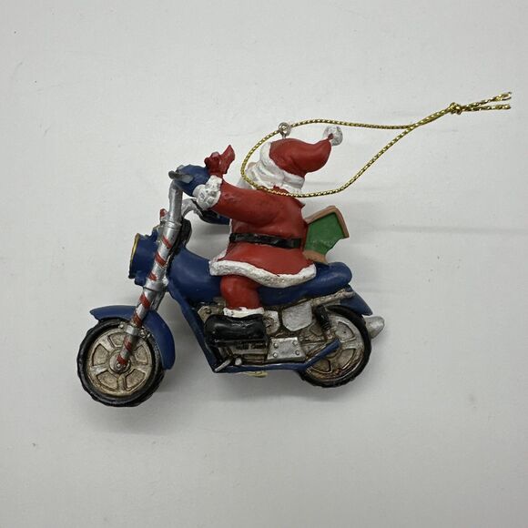 Vintage Motorcycle Riding Santa Christmas Ornament Lot Of 4 Rare Collectors - Picture 9 of 9